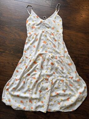 Wild Fable White Floral Sundress with Orange and Yellow Flowers size M (Z16)